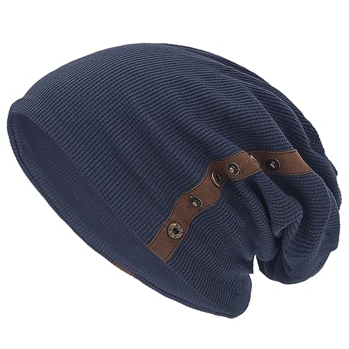 Ruphedy Herren Slouchy Beanie Strickmütze Damen Baumwolle Lange Slouch Beanie Skull Cap für Sommer Winter, B020-blau, M von Ruphedy