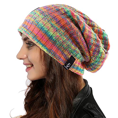 Ruphedy Damen Beanie Mütze Winter Long Oversized Slouchy Beany Strickmütze B08 (B309w-Gelb/Multi) von Ruphedy