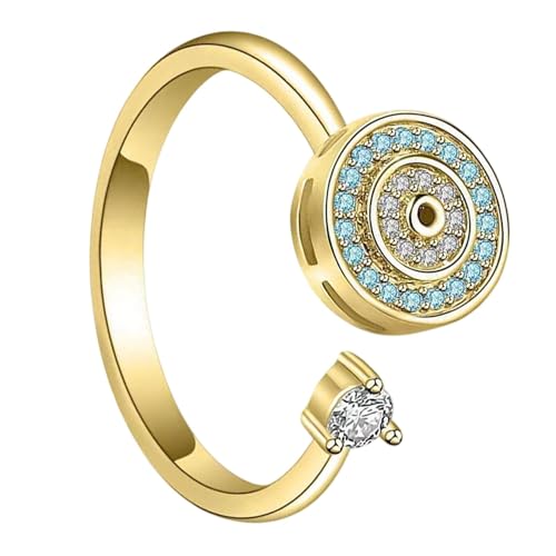Fidget Rings for Women Adjustable Stress Relief Spinner Ring with Cubic Zirkon Copper Rotatable Fidget Rings, Refer to Description, Kupfer von Rurunklee