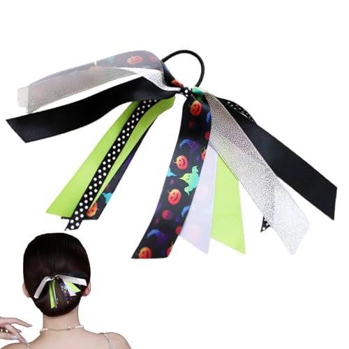 Halloween-Haargummis für Mädchen – Kürbis langes Band Haargummi – Haargummis, elastische Haarbänder für langlebige Zöpfe, Pferdeschwanz von Rurunklee