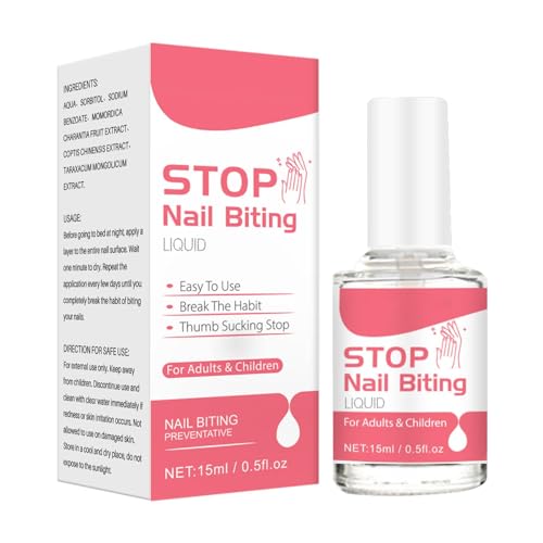Nagellack gegen Nägelkauen, 15ml Effektives Mittel zum Stoppen von Fingernägel kauen & Daumenlutschen abgewöhnen, Lack als Anti Nägelkauen für Kinder und Erwachsene von Rurunklee