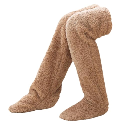 Plüsch Overknee Socken Flauschig Damen Strümpfe Stulpen Lange Beinwärmer Winter Warme Schlafsocken Frauen Wintersocken Kniestrümpfe Für Schlafen Zuhause von Rurunklee