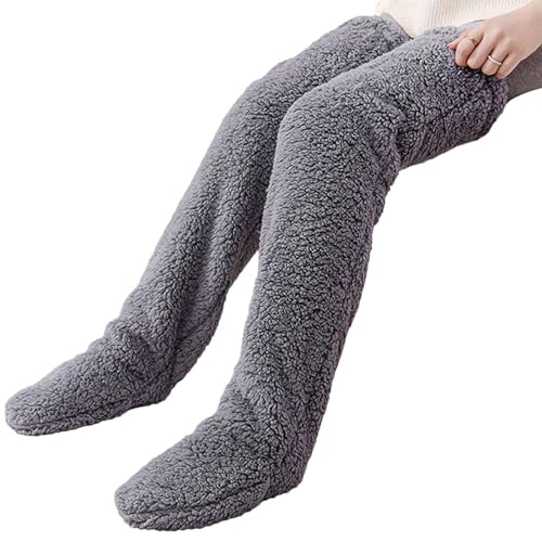 Plüsch Overknee Socken Flauschig Damen Strümpfe Stulpen Lange Beinwärmer Winter Warme Schlafsocken Frauen Wintersocken Kniestrümpfe Für Schlafen Zuhause von Rurunklee