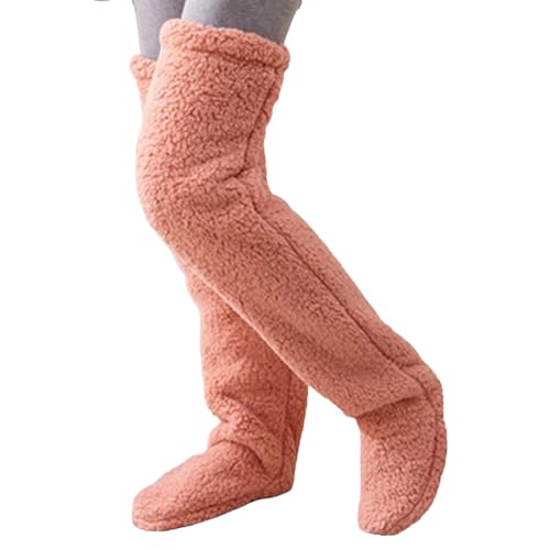 Plüsch Overknee Socken Flauschig Damen Strümpfe Stulpen Lange Beinwärmer Winter Warme Schlafsocken Frauen Wintersocken Kniestrümpfe Für Schlafen Zuhause von Rurunklee