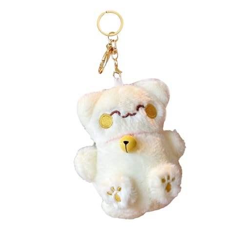 Rurunklee Animal Plush Keychain - Plush Lucky Cat Keyring - Portable Lucky Cat Anime Plush Key Chain for Schoolbag, Bag, weiß, Refer to description von Rurunklee