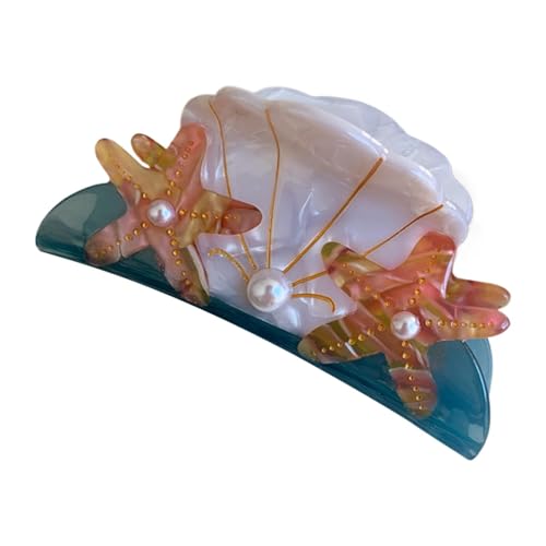 Seestern-Haarspange – Acetat-Kiefer-Haarspange mit starkem Griff, Perlen-Design, kreatives Haar-Accessoire für Frauen und Mädchen, verbessert Dutt- und Pferdeschwanz-Frisuren von Rurunklee