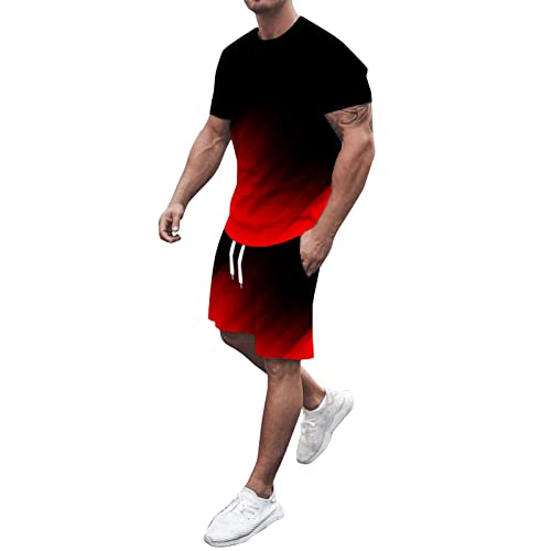 2 Teiliges T-Shirt und Hosen Sets Herren Shirt Shorts Streatwear Trainingsanzüge für Herren Herren Jogginganzug Sportanzug Männer Männer Freizeit Business Shirt Hemd + Sporthose Shorts von Rusaly