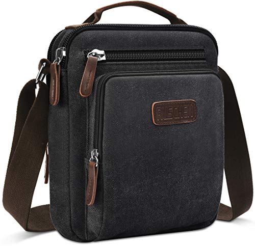 Ruschen Umhängetasche Schultertasche für Herren, Damen und Jungen, Kuriertasche aus Canvas, Herrentasche für Tablet, Messenger Bag für Tägliches Leben Reise von Ruschen