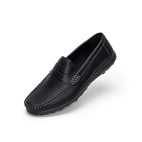 Rusffes Herren Loafers Flache Slip-on Fahrschuhe Atmungsaktiv Casual Mokassin Schuhe, Schwarz , 43.5 EU von Rusffes