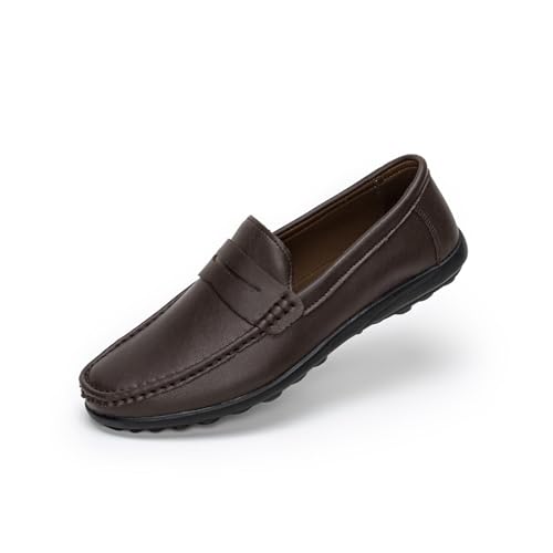 Rusffes Herren Loafers Flache Slip-on Fahrschuhe Atmungsaktiv Casual Mokassin Schuhe, dunkelbraun, 39 2/3 EU von Rusffes