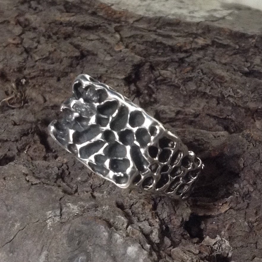 Nugget Ring Rechteck Top Sterlingsilber Nugget Ring Rechteck Top Sterlingsilber von RushStudio
