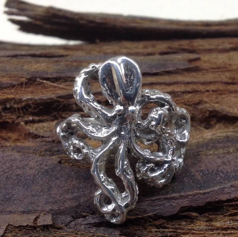 Oktopus Ring Sterling Silber, Kraken, Tintenfisch Oktopus Ring Sterling Silber, Kraken, Tintenfisch von RushStudio