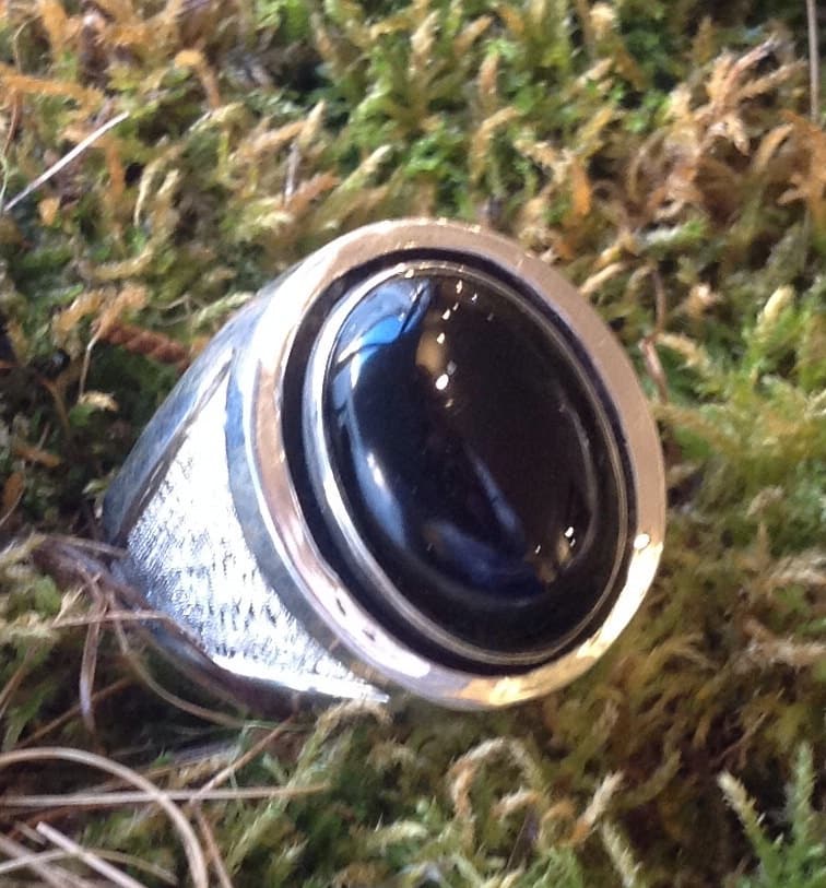 Ovale Mans Ring Sterling Silber Mit Onyx Ovale Mans Ring Sterling Silber Mit Onyx von RushStudio