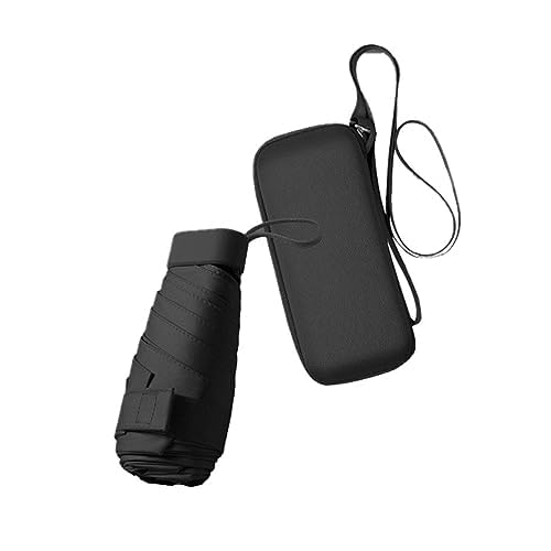 Ruspela Faltbarer Reise-Regenschirm, kleiner kompakter Regenschirm für Sonne und Regen, winddichter UV-Regenschirm mit Reißverschluss-Tasche für Damen und Mädchen, Schwarz , Medium von Ruspela
