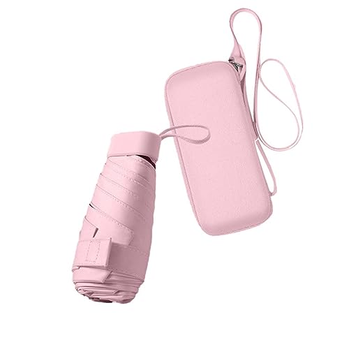 Ruspela Faltbarer Reise-Regenschirm, kleiner, kompakter Regenschirm für Sonne und Regen, winddichter UV-Regenschirm mit Reißverschluss-Etui für Frauen und Mädchen, rose, Medium von Ruspela