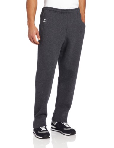 Russell Athletic Dri-Power Herren Sweathose mit offenem Boden und Taschen, Schwarz meliert, Groß von Russell Athletic