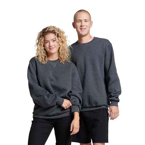 Russell Athletic Dri-Power Herren-Sweatshirts aus Fleece, feuchtigkeitsableitend, Baumwollmischung, entspannte Passform, Größen S-4X, Schwarz meliert, Medium von Russell Athletic