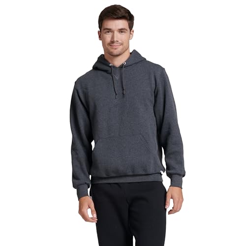 Russell Athletic Herren, feuchtigkeitsableitend, Baumwollmischung, entspannte Passform, Größen S-4X Dri-Power Fleece Hoodie, Schwarz Heather Pullover, X-Large von Russell Athletic