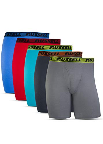 Russell Athletic Herren All Day Comfort Boxershorts (5er-Pack) Retroshorts, Langes Bein – Sortiert, M von Russell Athletic