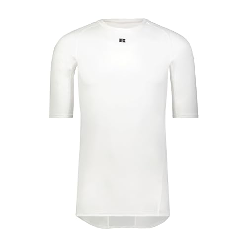 Russell Athletic Herren Coolcore halblangen Ärmeln Kompressions-T-Shirt, Weiss/opulenter Garten, Medium von Russell Athletic