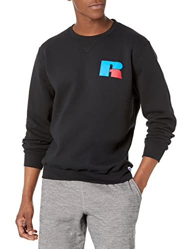 Russell Athletic Herren Dri-Power Fleece Crew Sweatshirt, Schwarz – Adler-r-Logo, XXX-Large von Russell Athletic