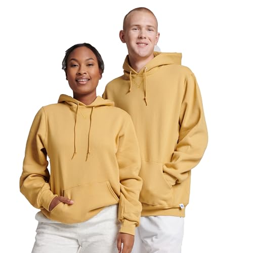 Russell Athletic Herren Dri-Power Fleece-Hoodies, Feuchtigkeitsableitend, Baumwollmischung, Entspannte Passform, Größen S-4x Kapuzenpullover, Mandel-Pullover, XX-Large von Russell Athletic