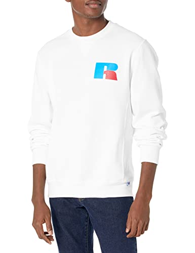 Russell Athletic Herren Dri-Power Fleece Sweatshirt, Weiß – Eagle R Logo, XXX-Large von Russell Athletic