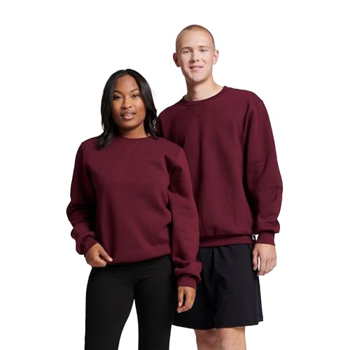 Russell Athletic Dri-Power Herren-Sweatshirts aus Fleece, feuchtigkeitsableitend, Baumwollmischung, entspannte Passform, Größen S-4X, Kastanienbraun, Large von Russell Athletic