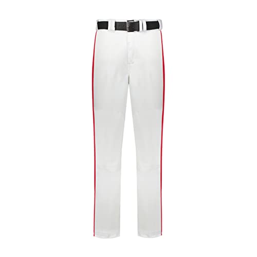 Russell Athletic Unisex-Erwachsene Baseballhose mit Paspelierung Hose, Weiß/Rot, Small von Russell Athletic