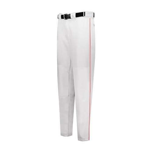 Russell Athletic Unisex-Erwachsene Piped Diamond Series Baseballhose 2.0 Hose, Weiß/Rot, Small von Russell Athletic