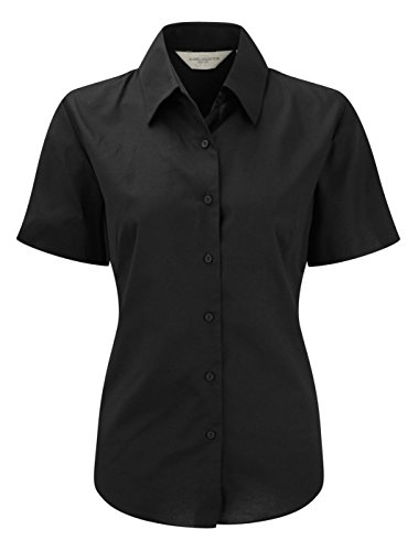 Damen-Bluse mit kurzen ärmeln aus der Russell Collection Gr. M, schwarz von Russell Athletic