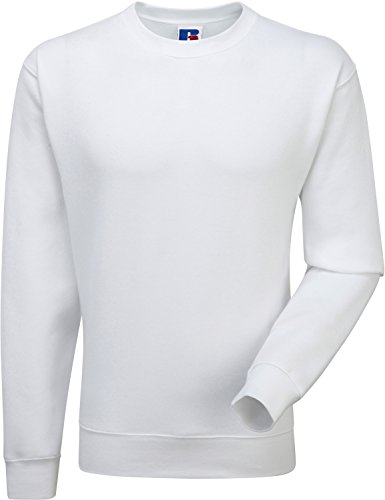 Russel Europe Herren Authentic Set-In Sweatshirt Rundhals Pullover, Größe:L, Farbe:White von Russell
