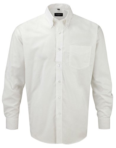 Russell Collection Herren Langarmhemd, pflegeleicht - Weiß - Weiß - Größe L von Russell Athletic