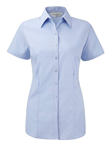 Russell Collection Womens short sleeve herringbone shirt White L von Russell Collection