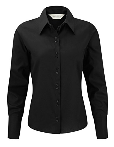 Russell Workwear Damen Bluse, lange ärmel, bügelfrei Gr. M, schwarz von Russell Collection