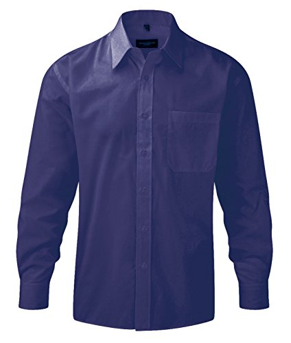 Z934 Langarm Popeline-Hemd Oberhemd Herren Hemd Russell S / 37/38,Purple von Russell Collection