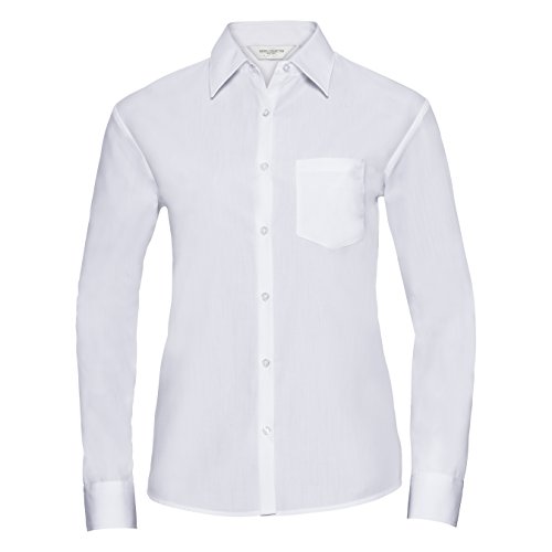 Russell Collection Damen Langarm Bluse (L) (Weiß) von Russell