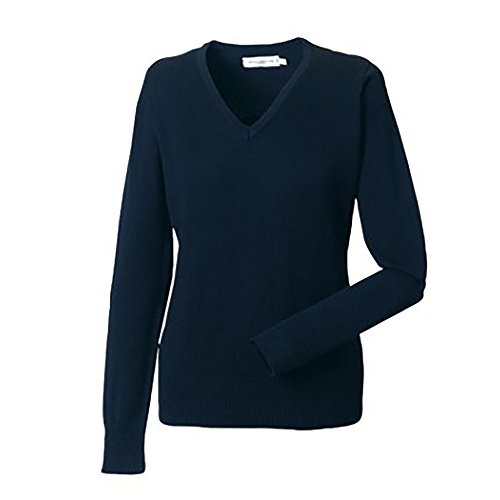 Russell Collection Damen Strickpullover mit V-Ausschnitt (L) (Marineblau) von Russell