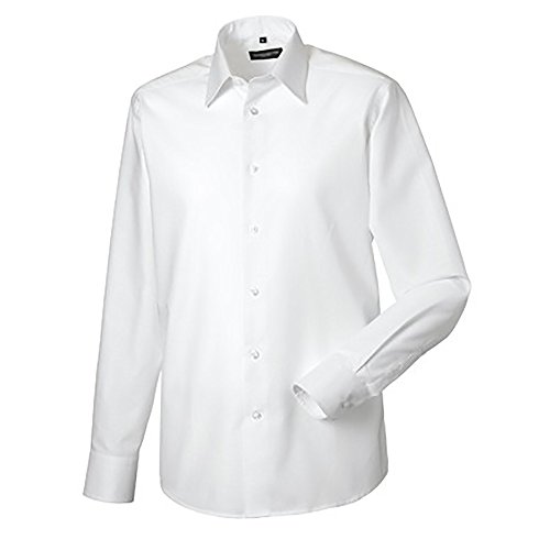 Russell Collection Oxford Herren Hemd, Langarm, pflegeleicht (Kragenweite 39) (Weiß) von Russell