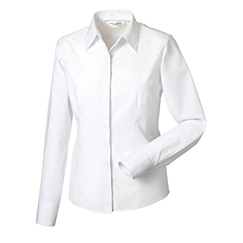 Russell Collection Popelin Bluse/Hemd, Langarm, pflegeleicht, tailliert (XL) (Weiß) von Russell