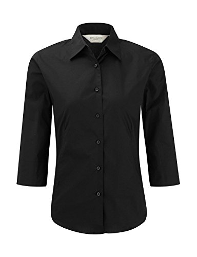 Russell Europe: Körperbetonte Stretch-Bluse mit 3/4 Arm R-946F-0, Größe:XL;Farbe:Black von Russell