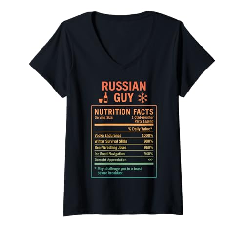 Damen Russe Guy Stolzer Russe T-Shirt mit V-Ausschnitt von Russian Culture Gifts for Russian Men
