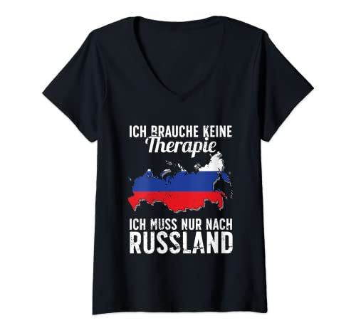 Damen Russische Flagge I Russland Urlaub I Russland T-Shirt mit V-Ausschnitt von Russische Geschenke & Russische Souvenirs