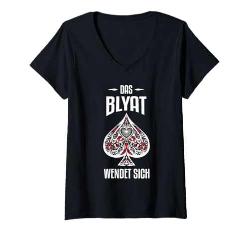 Damen Das Blyat Wendet Sich Durak Russisches Kartenspiel Russland T-Shirt mit V-Ausschnitt von Russland Russische Geschenke Männer Frauen