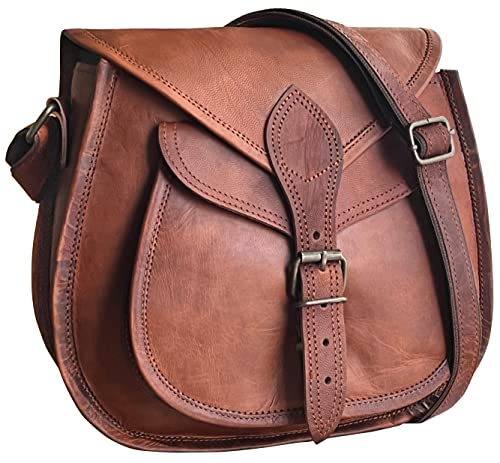 RUSTIC TOWN Leder Crossbody Satchel Bag Vintage Geldbörsen Handtaschen für Frauen, Braun (27,9 cm), 11 inch von Rustic Town