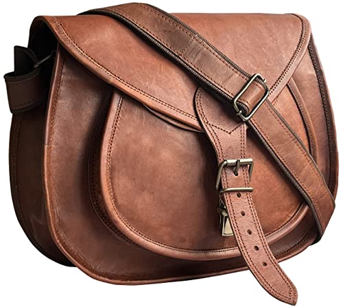 RUSTIC TOWN Leder Crossbody Umhängetasche Vintage Geldbörsen Handtaschen für Damen, Braun (33 cm) von Rustic Town