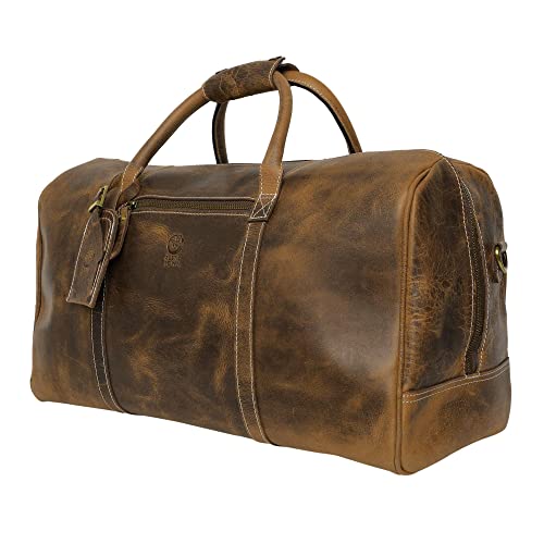 Leder Reisetasche Herren - Weekender Sport Travel Umhängetaschen Flugzeug Handgepäck Männer Duffle Bag (Gross) von Rustic Town