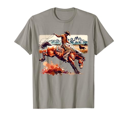 Vintage Cowboy Rodeo Bronco Western Pferd Reiten Country Herren T-Shirt Vintage Cowboy Rodeo Bronco Western Pferd Reiten Country Herren T-Shirt von Rustic Western Cowboy Rodeo Ranch Horse Riding Tee