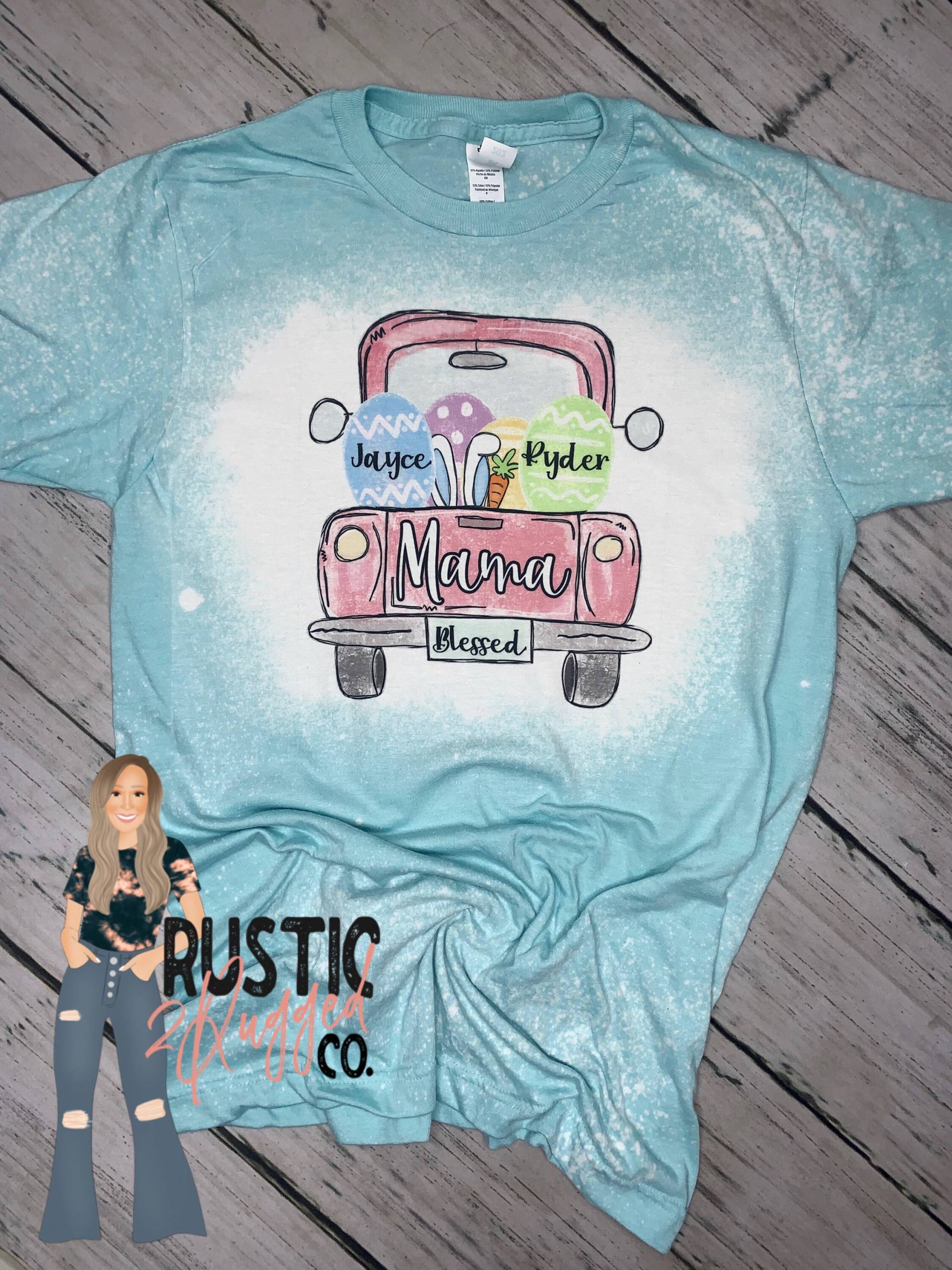Personalisiertes Oster-Truck Gebleichtes T-Shirt von Rustic2RuggedCo