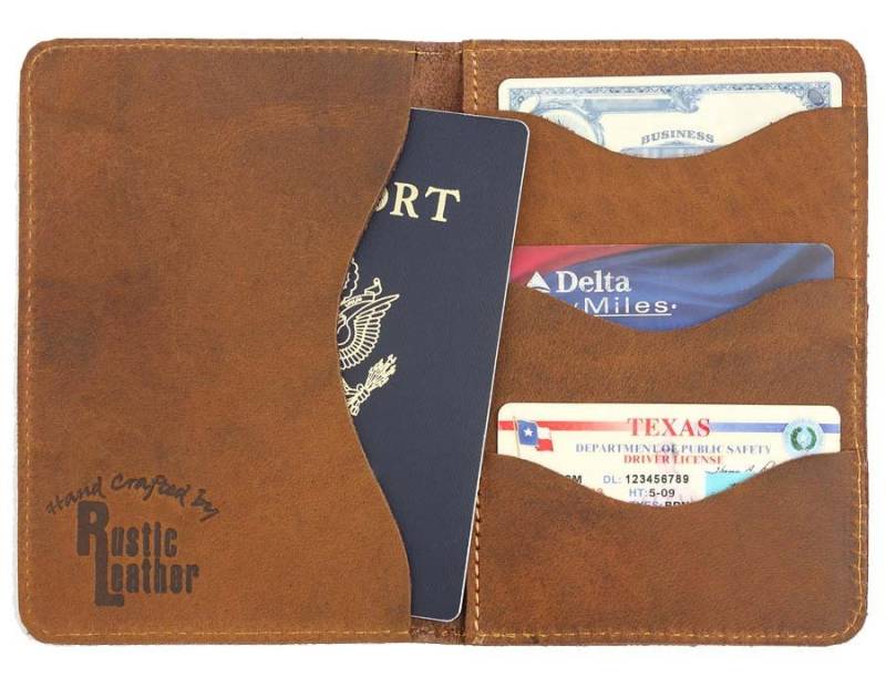 Passport Portemonnaie, Rustikale Leder Distressed Buckskin Tan von RusticLeatherCo